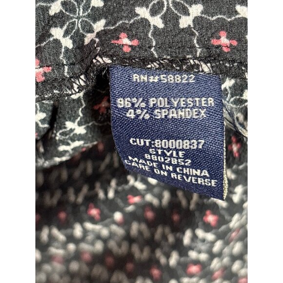 Max Edition Black White Red Floral Bell Sleeve Shift Dress L Geometric Midi - Picture 4 of 4